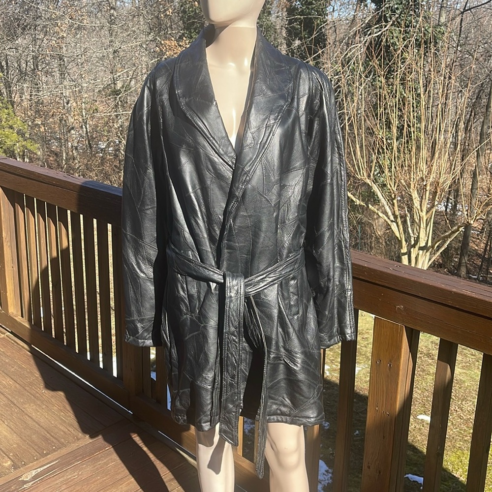 Women’s Vintage 70s 80s Black Leather Patchwork Jacket